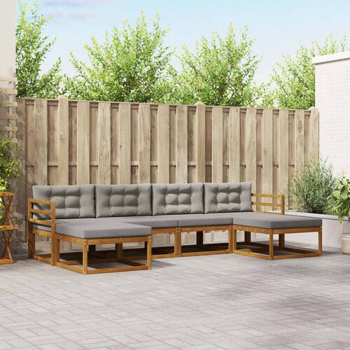  Set vanjskih sofa 6 kom. Prirodna i svjetlosiva Smeđa 325 x 162,5 x 73 cm Slike