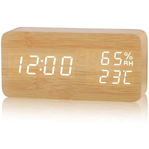 Venisymlis Digitalna Budilka Led, Lesena Budilka, Potovalna Budilka Z 2 Alarmoma/Prikazom Temperature/Vlažnostjo, 3 Svetlostmi, Nočna Omarica, Spalnica Št. 2, (22060556) Cene