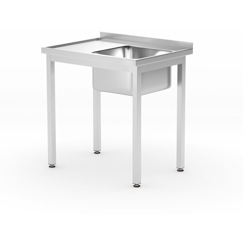 Hendi Sto sa jednostrukim sudoperom i policom - učvršćen šrafovima, dubina 600 mm, Profi Line, Desna strana, 800x600x(H)850mm Cene