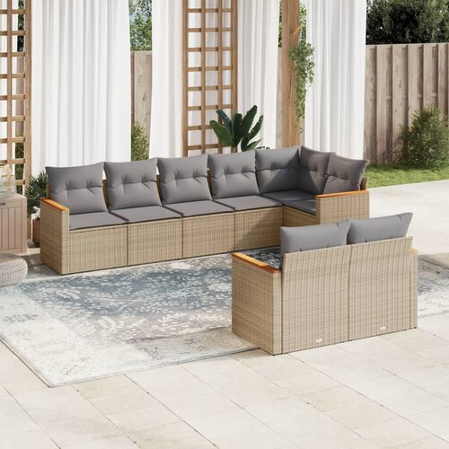  8-dijelni set vrtnih sofa s jastucima bež od poliratana Slike