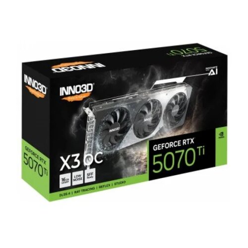 Inno3d NVIDIA RTX 5070 Ti X3 OC 16GB GDDR7 256 bit, 2482MHz / 28Gbps, 3x DP, 1x HDMI, 3 fan 2 slots Cene