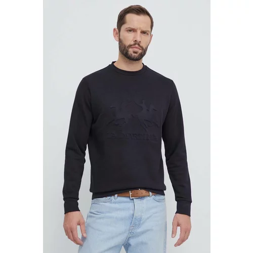 La Martina Bombažen pulover moška, črna barva