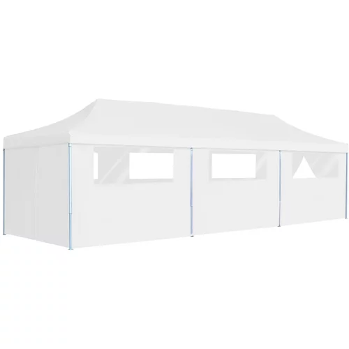 vidaXL Zložljiv pop-up šotor za zabave z 8 stranicami 3x9 m bel
