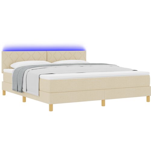 vidaXL škatlast vzmetnica z vzmetnico in LED Krem 180x200 cm Tkanina, (22082954) Cene