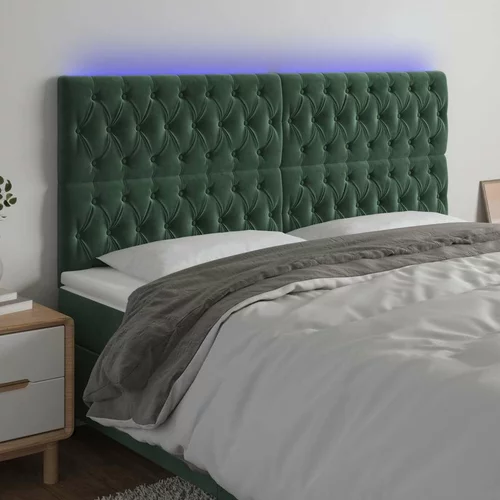  LED posteljno vzglavje temno zeleno 200x7x118/128 cm žamet, (20953259)