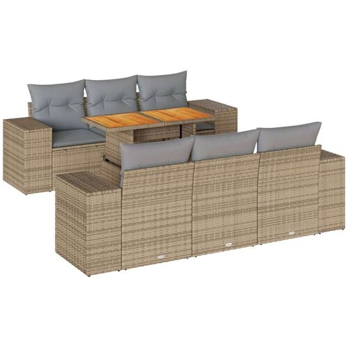VidaXL 7-dijelni set vrtnih sofa od poliratana s jastucima bež Slike