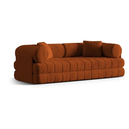 Cosmopolitan Design Žametna raztegljiva sedežna garnitura v barvi terakote 206 cm Kemi &amp;ndash; Slike