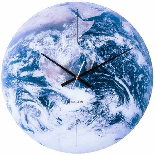 Karlsson zidni sat od plavog stakla Earth, ø 60 cm