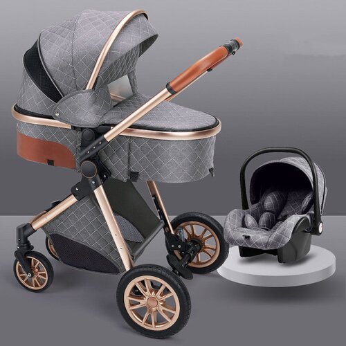  Kolica  za bebe TS-001B sa transformacionim sedištem i autosedištem (3u1) - siva Cene