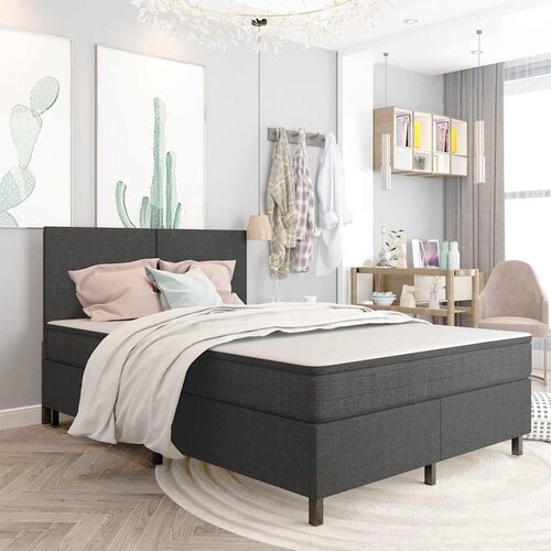 Box spring okvir za krevet od tkanine sivi 160 x 200 cm Slike