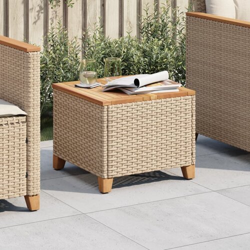 vidaXL Vrtni stol bež 45 x 45 x 37 cm od poliratana i bagremovog drva Cijene