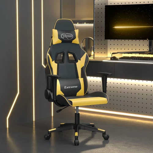 vidaXL Masažna igraća stolica crno-zlatna od umjetne kože
