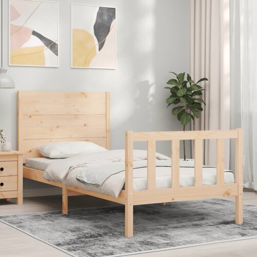 VidaXL Okvir za krevet s uzglavljem 100x200 cm od masivnog drva Slike