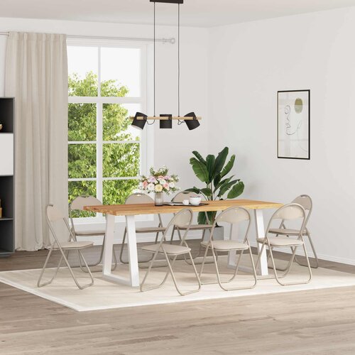  Sklopiva stolica 8 pcs Pijesak 48 x 43,5 x 81 cm Lažna koža Cijene