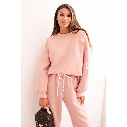 Kesi Włoski Women&amp;#039;s set with a loose sweatshirt and pants with the word LOVE dark powder pink Slike