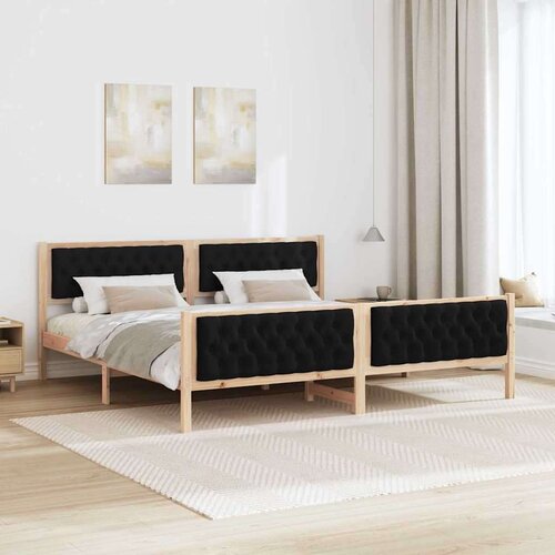  Okvir za krevet s uzglavljem Crna 200 x 200 cm tkanina Slike
