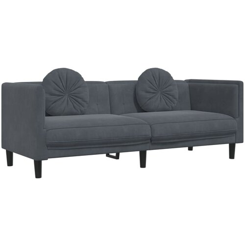 2-dijelni set sofa s jastucima tamnosivi bar&amp;scaron;unasti Slike