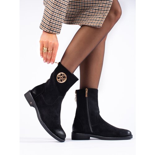 SHELOVET Potocki women's black suede ankle boots Cene