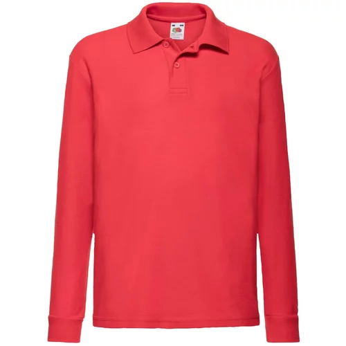 Fruit Of The Loom Red Long Sleeve Polo Shirt