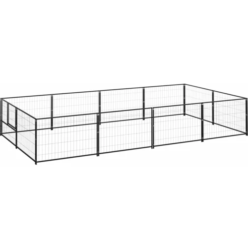 vidaXL kavez za pse crni 8 m² čelični
