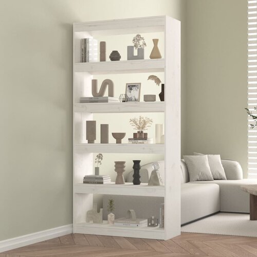 Furnova Knjižna omara/pregrada bela 80x30x167,4 cm trdna borovina, (21932259) Slike