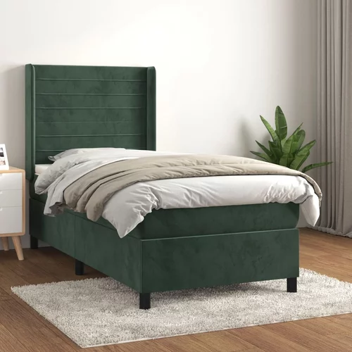 Box spring krevet s madracem tamnozeleni 100x200 cm baršunasti