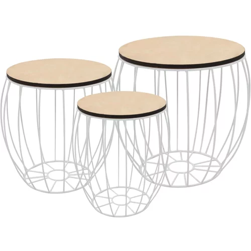 vidaXL Komplet klubskih mizic 3 kosi plošča iz topolovine in železo, (20625460)