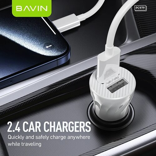 BAVIN auto punjač 2xUSB + kabl Type-C crna Cene