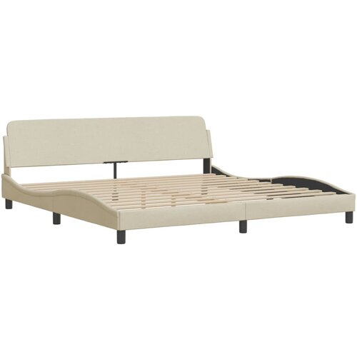 vidaXL Posteljni okvir z vzglavjem krem 200x200 cm blago, (21072602) Cene