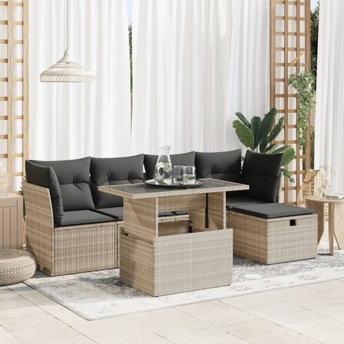 vidaXL 6-dijelni set vrtnih sofa od poliratana s jastucima svjetlosivi Cijene
