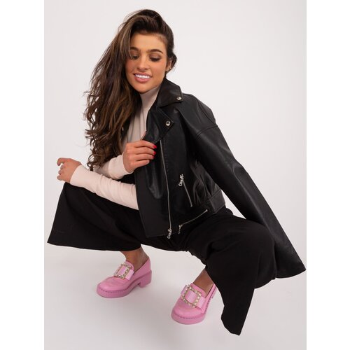 Fashion Hunters Black biker jacket with zipper Slike