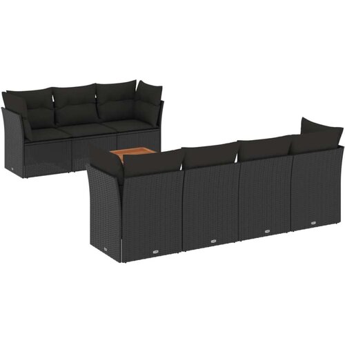 VidaXL 8-dijelni set vrtnih sofa od poliratana s jastucima crni Slike