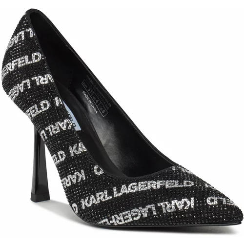 Karl Lagerfeld Čevlji z visoko peto KL31314 Black Suede W/Silver