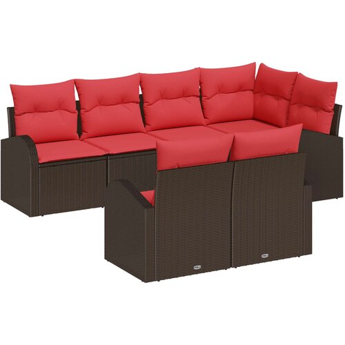 vidaXL Vrtna sedežna garnitura 7 pcs Rjava in rdeča poli ratan, (5000143891) Cene