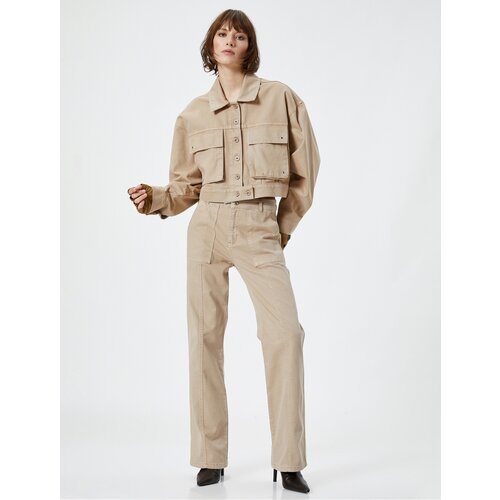 Koton Denim Jacket Classic Collar Large Flap Pocket Cotton Long Sleeve Slike