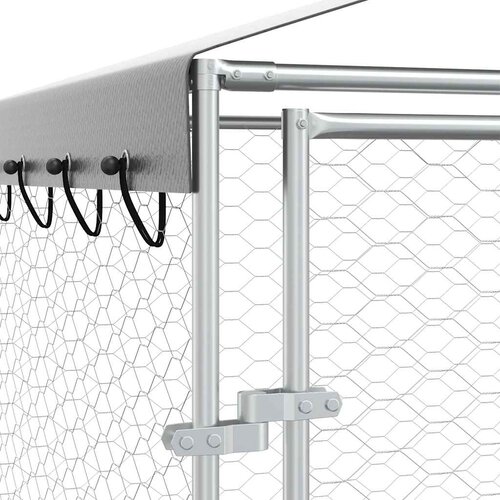  kavez za pse s krovom srebrni 3 x 1,5 x 2,5 m čelični Slike