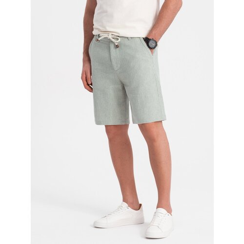 Ombre Men&amp;#039;s knit shorts in linen and cotton - light green Slike