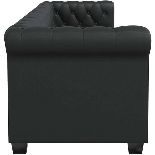  Trosjed Chesterfield od umjetne kože crni Slike