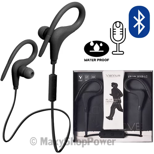  Športne Bluetooth stereo slušalke z mikrofonom Vennus BT-1 - črne