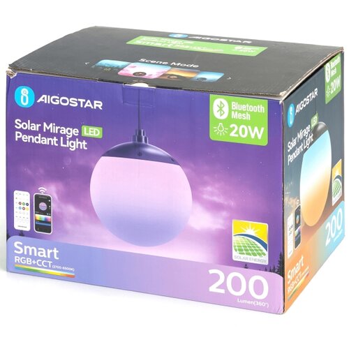  Aigostar-LED RGBW solarni luster MESH 20W/3,7V 4000 mAh 2700K-6500K IP65 prečnik 15 cm Slike