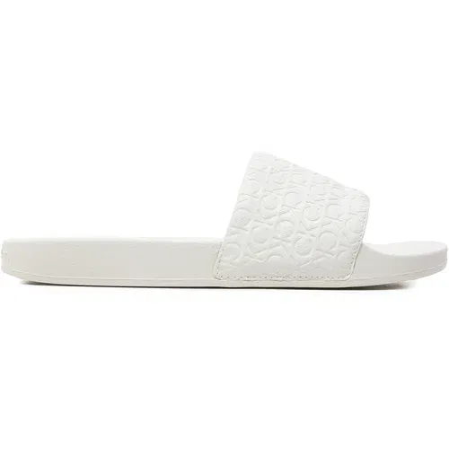 Calvin Klein Natikači Slide Saff Mono HW0HW02106 Bela