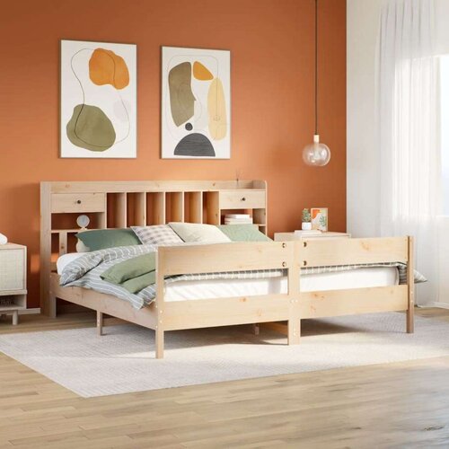  Knjižna postelja brez vzmetnice 200x200 cm trdna borovina, (21607300) Slike