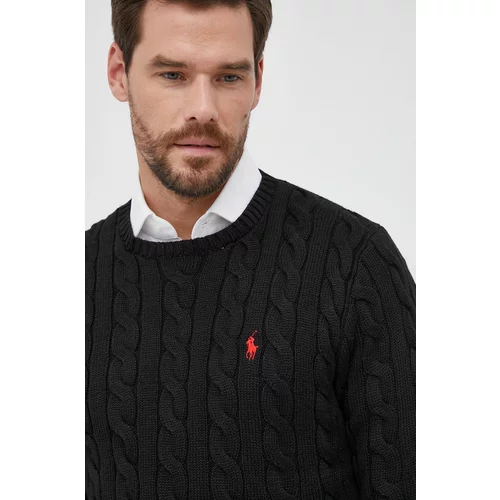 Polo Ralph Lauren Bombažen pulover moški, črna barva,