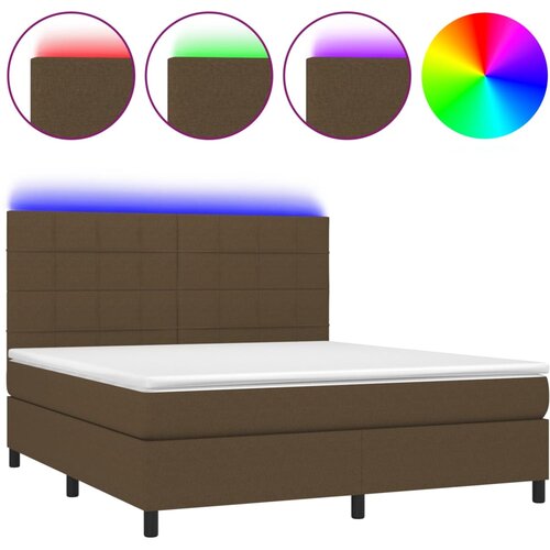 VidaXL Box spring postelja z vzmetnico LED temno rjava 160x200cm blago, (20902379) Slike