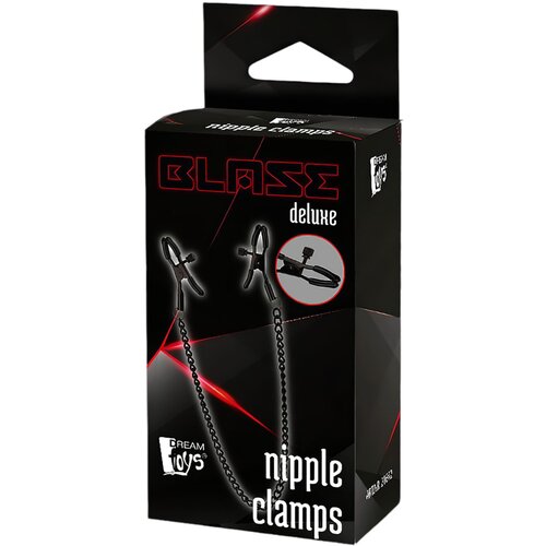 DREAMTOYS Blaze Deluxe - metalne stezaljke za bradavice s lancem (crne) Slike