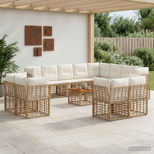  Set vanjskih sofa 13 kom. Prirodna i krema bijela Poliester Cijene