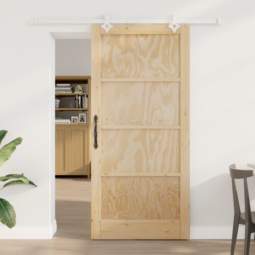 vidaXL drsna vrata z nastavitvenim kompletom 93x202 cm iz masivnega bora, notranja vrata Cene