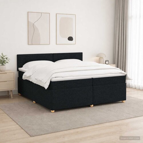  Boxspring krevet s madracem Crna 200 x 200 cm Tkanina Cijene