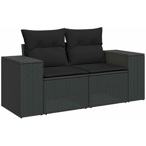  9-dijelni set vrtnih sofa s jastucima crni od poliratana Crna 83 x 62 x 69 cm Slike