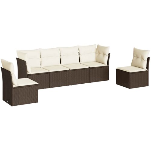  6-dijelni set vrtnih sofa od poliratana s jastucima smeđi Slike
